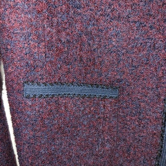 Talbots wool blend blazer maroon purple with navy ribbon trim - Picture 4 of 7